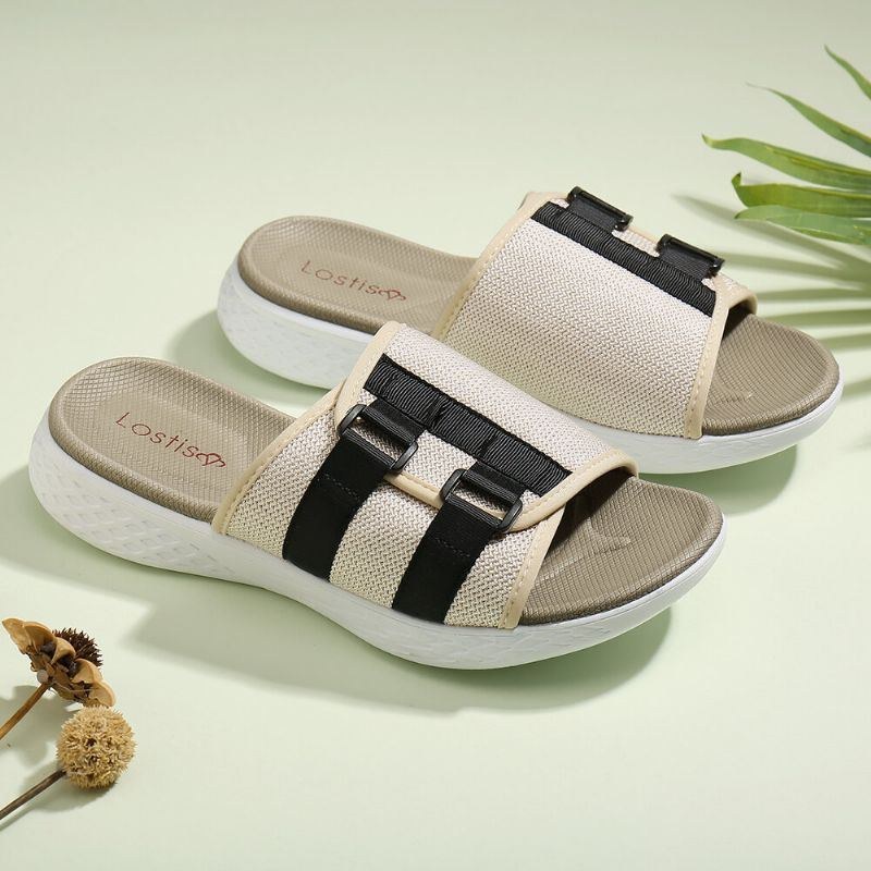 Dam Med Öppen Tå Slip On Casual Summer Daily Flat Sandaler