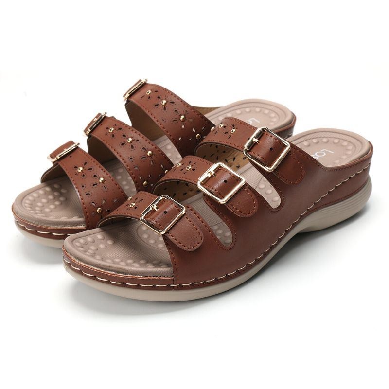 Dam Öppnat Tåspänne Beach Wedges Casual Slide Sandaler