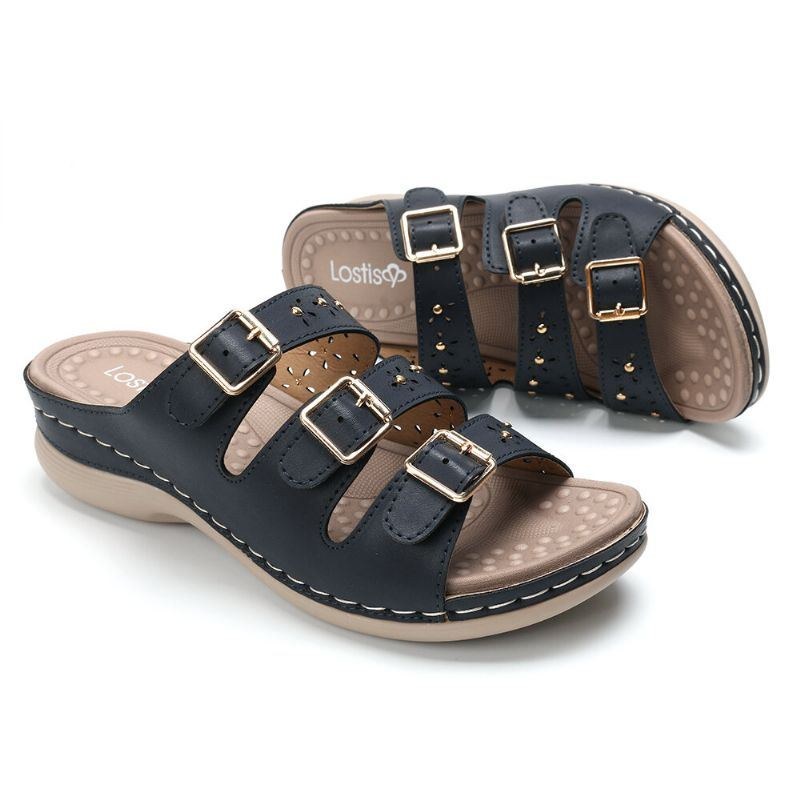 Dam Öppnat Tåspänne Beach Wedges Casual Slide Sandaler