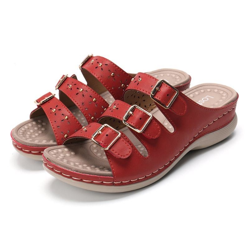 Dam Öppnat Tåspänne Beach Wedges Casual Slide Sandaler