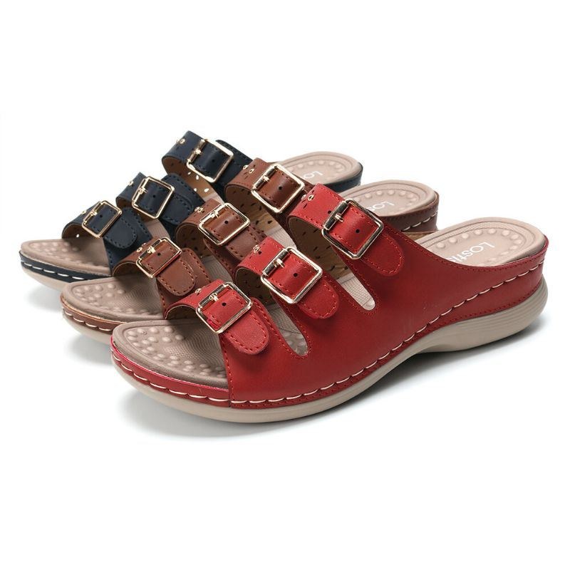 Dam Öppnat Tåspänne Beach Wedges Casual Slide Sandaler