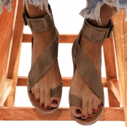 Dam Retro Toe Ring Romersk Ankelrem Casual Summer Flat Sandaler