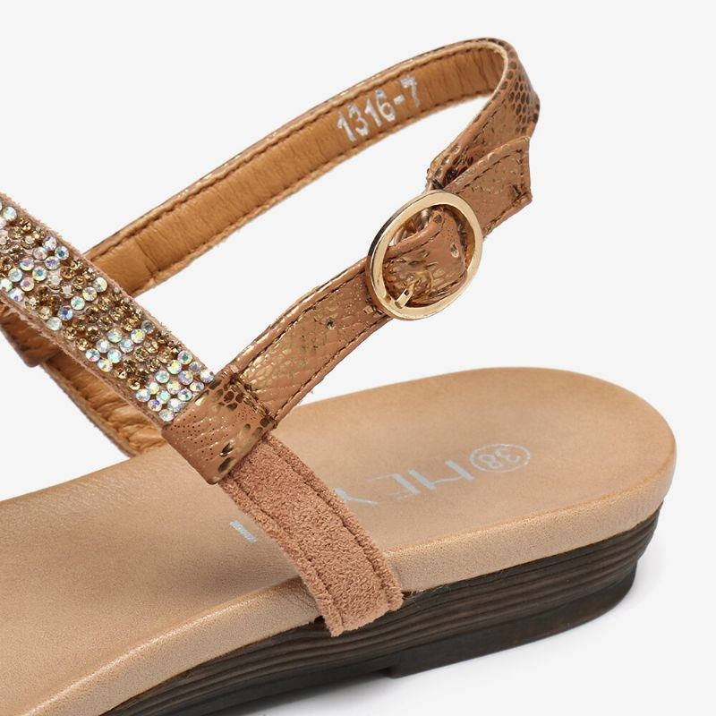 Dam Rhinestone Spänne Bekväm Halkskyddad Beach Clip Toe Sandaler