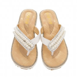 Dam Rhinestone Strap Clip Toe Flats Sandaler