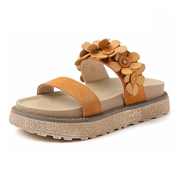 Dam Sommar Casual Flower Slip On Beach Flat Sandaler