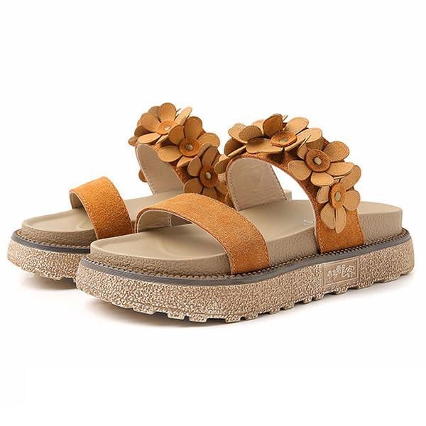 Dam Sommar Casual Flower Slip On Beach Flat Sandaler