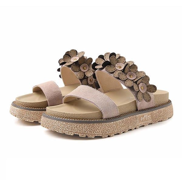 Dam Sommar Casual Flower Slip On Beach Flat Sandaler