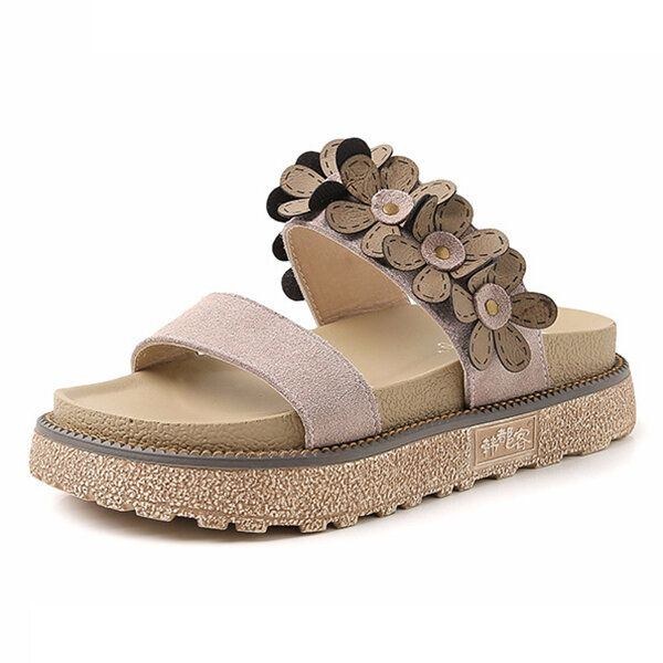 Dam Sommar Casual Flower Slip On Beach Flat Sandaler