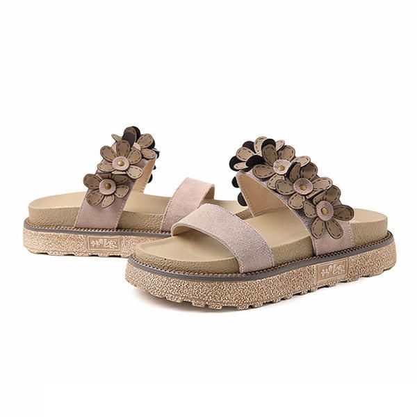 Dam Sommar Casual Flower Slip On Beach Flat Sandaler