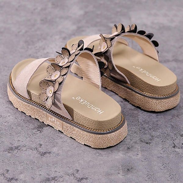 Dam Sommar Casual Flower Slip On Beach Flat Sandaler