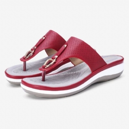 Dam Sommar Metalldekoration Flip Flops Comfy Clip Toe Sandaler