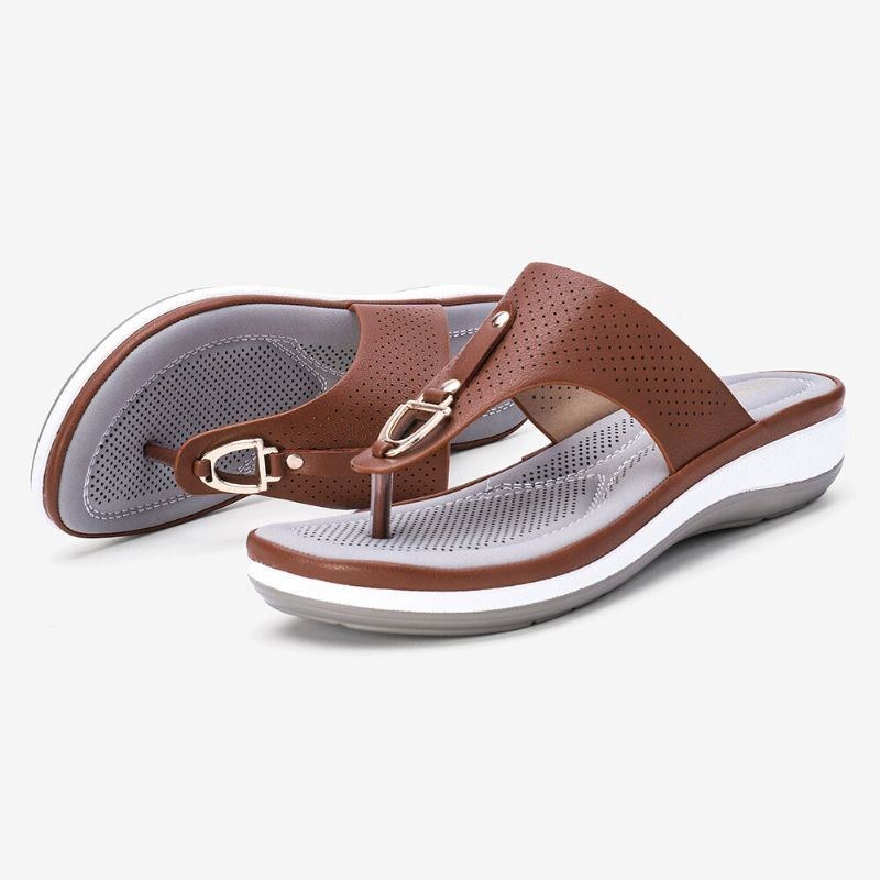 Dam Sommar Metalldekoration Flip Flops Comfy Clip Toe Sandaler