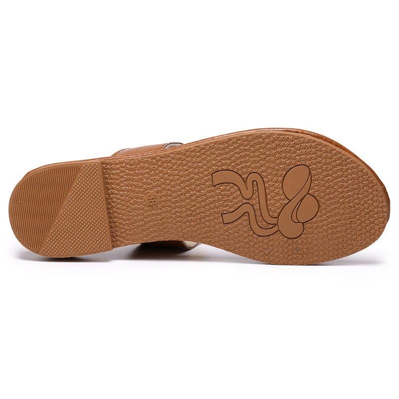 Dam Sommar Retro Flätade Flip Flops Flat Slide Sandaler