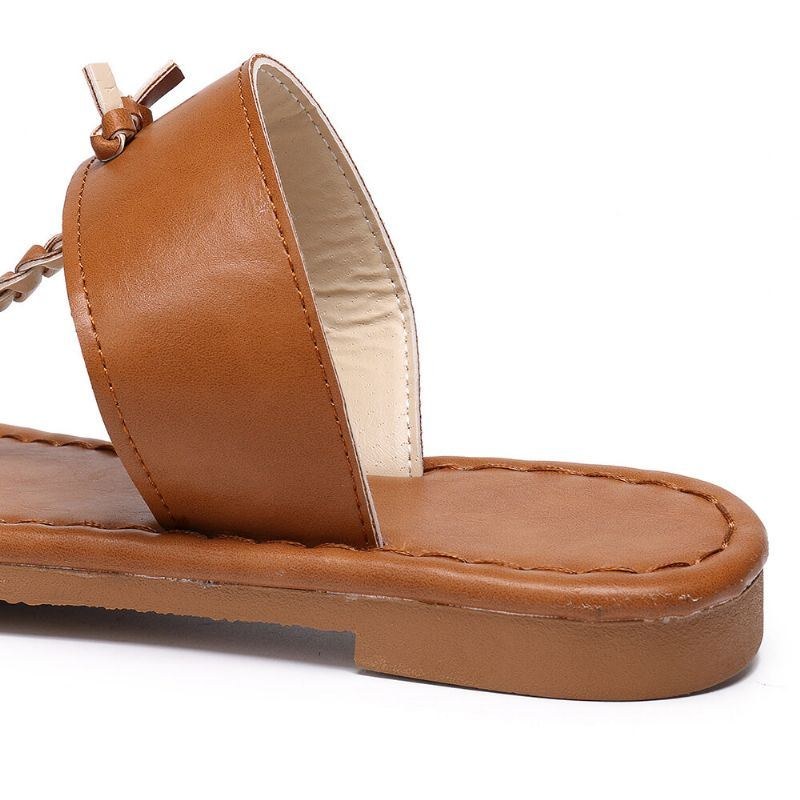 Dam Sommar Retro Flätade Flip Flops Flat Slide Sandaler