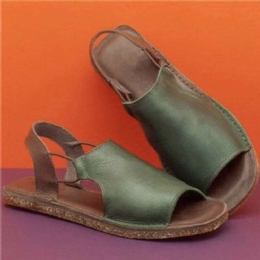 Dam Stor Storlek Hollow Out Enfärgad Casual Slingback Sommar Romerska Platta Sandaler