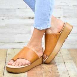 Dam Tå Ring Bekväm Sommar Beach Slip On Casual Platform Sandaler