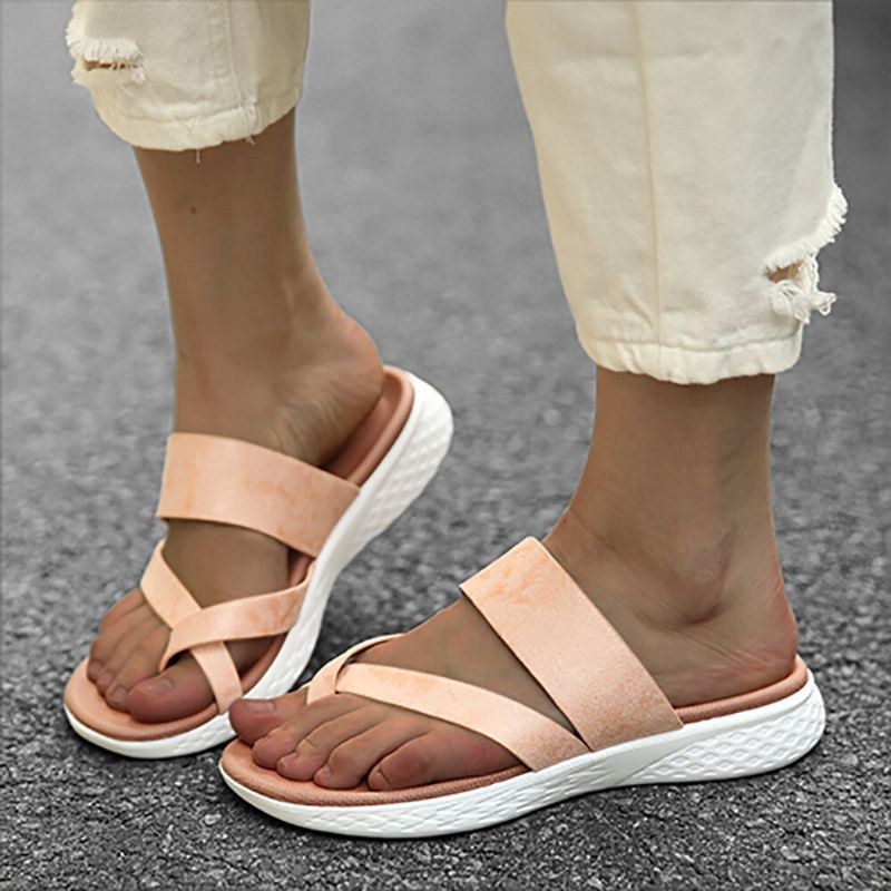 Dam Tå Ring Slip On Mjuk Sula Casual Summer Flat Sandaler