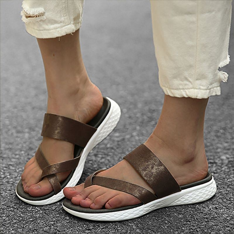 Dam Tå Ring Slip On Mjuk Sula Casual Summer Flat Sandaler