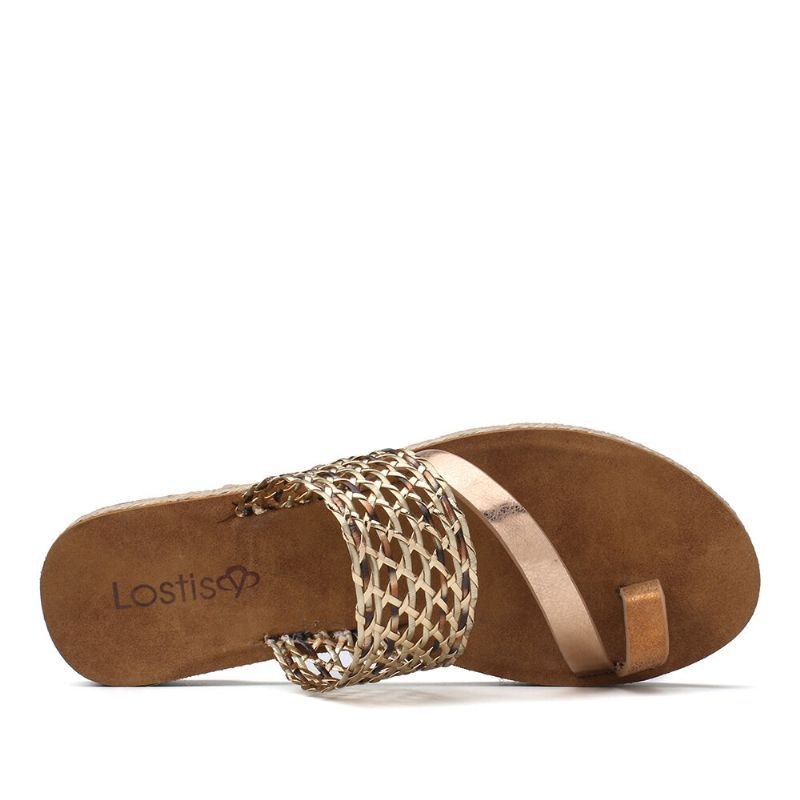 Dam Tå Ring Slip On Woven Strap Casual Sandaler