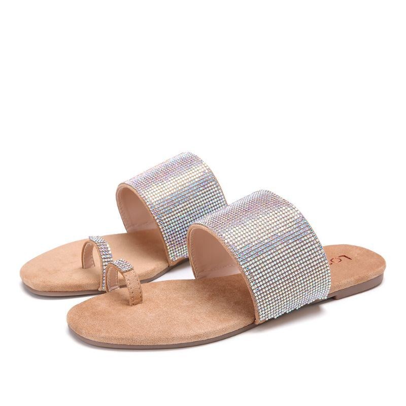 Dam Tå Ring Strass Casual Sandaler