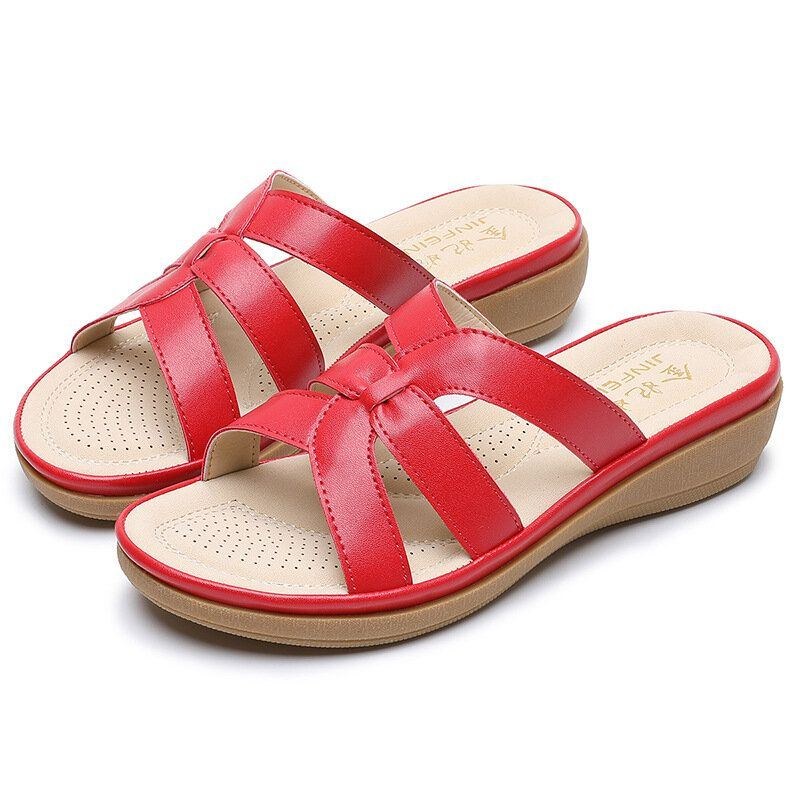 Dam Utskärning Andas Bärbar Comfy Casual Beach Wedges Sandaler