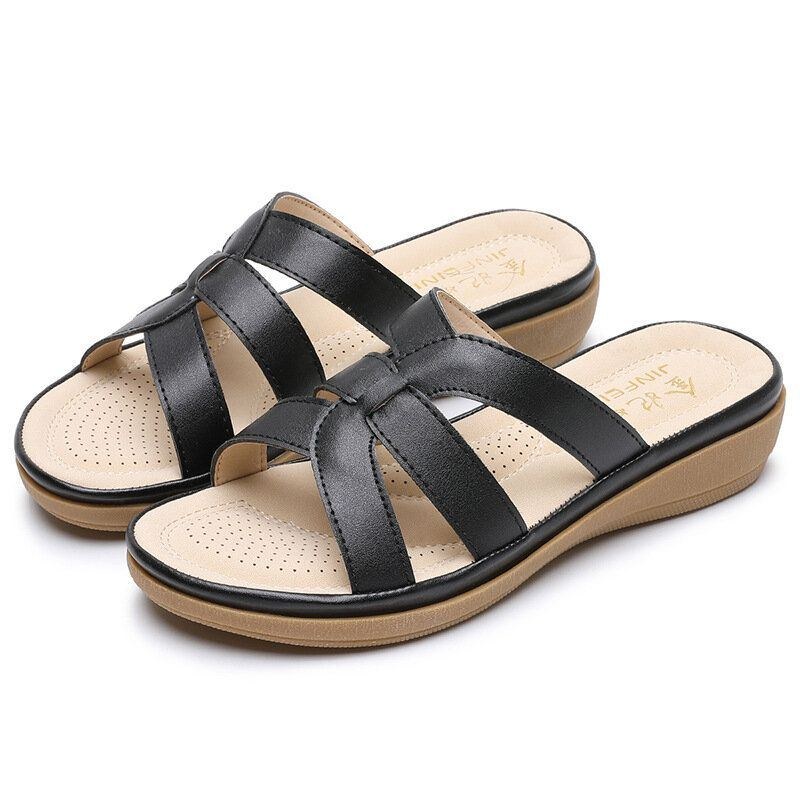 Dam Utskärning Andas Bärbar Comfy Casual Beach Wedges Sandaler