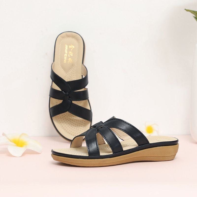 Dam Utskärning Andas Bärbar Comfy Casual Beach Wedges Sandaler