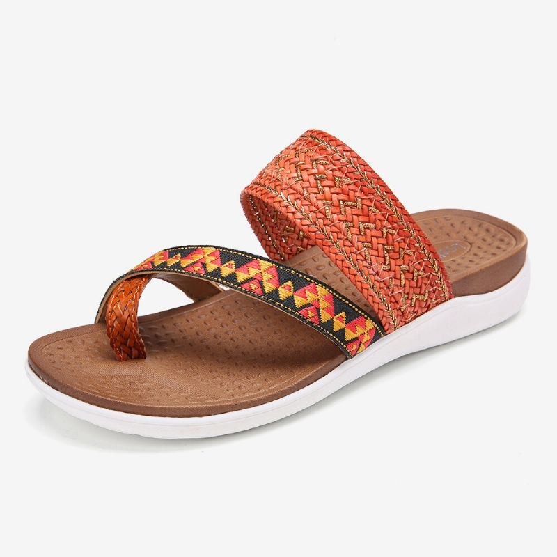 Dam Vävd Tåring Rygglös Mjuk Sula Slip On Casual Flat Sandaler