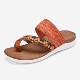 Dam Vävd Tåring Rygglös Mjuk Sula Slip On Casual Flat Sandaler