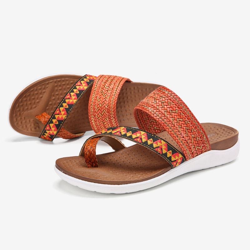 Dam Vävd Tåring Rygglös Mjuk Sula Slip On Casual Flat Sandaler