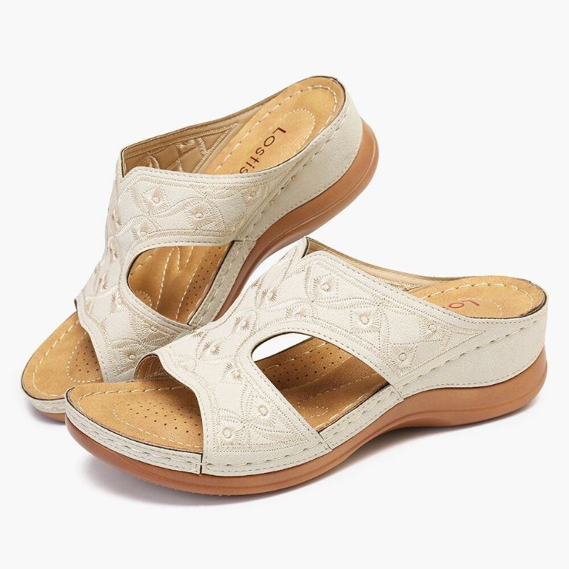 Dambroderi Med Öppen Tå Bekväm Casual Slip On Summer Wedge Sandaler