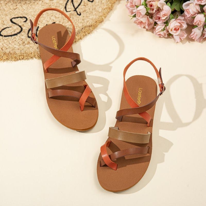 Damer Casual Cross Strap Clip Toe Sandaler