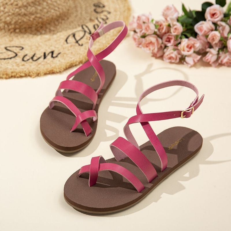 Damer Casual Cross Strap Clip Toe Sandaler