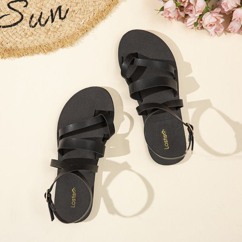 Damer Casual Cross Strap Clip Toe Sandaler