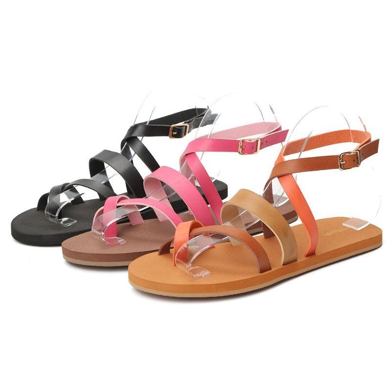 Damer Casual Cross Strap Clip Toe Sandaler