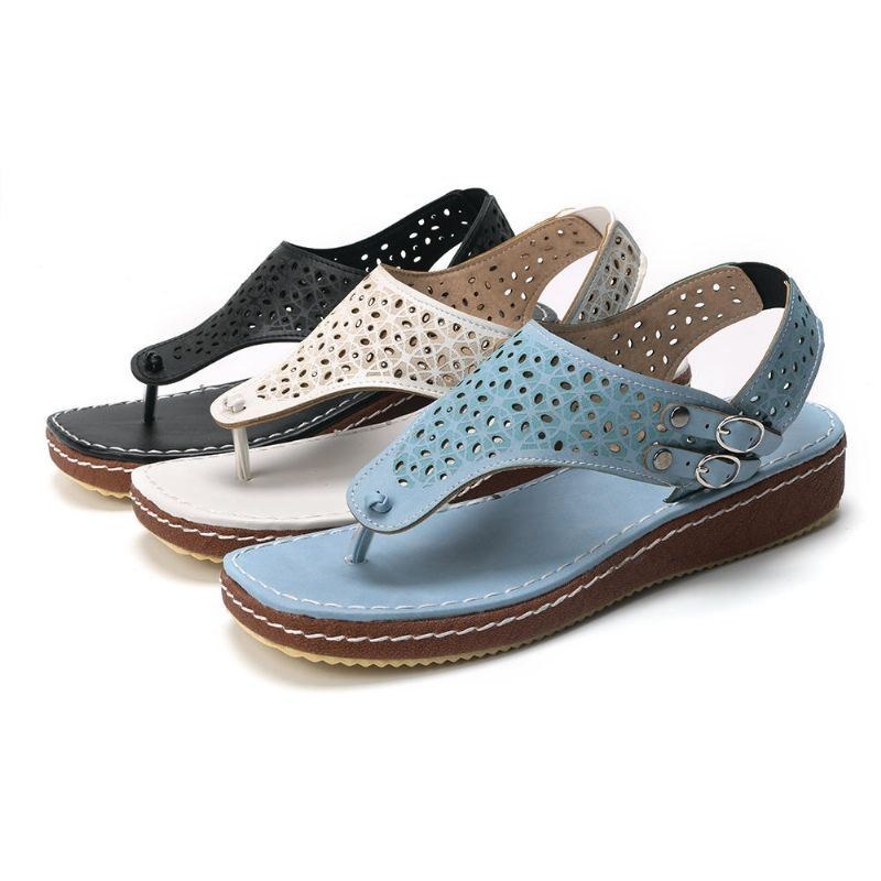 Damer Casual Hollow Clip Toe Spänne Sandaler