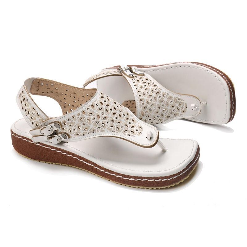 Damer Casual Hollow Clip Toe Spänne Sandaler