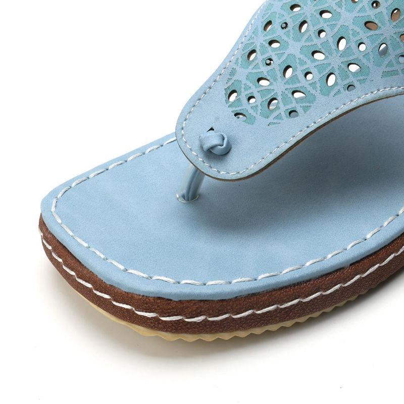 Damer Casual Hollow Clip Toe Spänne Sandaler