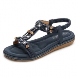 Damer I Stor Storlek Bohemian Elastiskt Band Casual Comfy Flat Sandaler