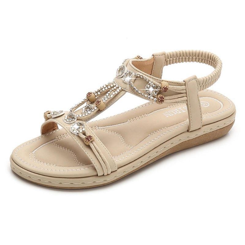 Damer I Stor Storlek Bohemian Elastiskt Band Casual Comfy Flat Sandaler