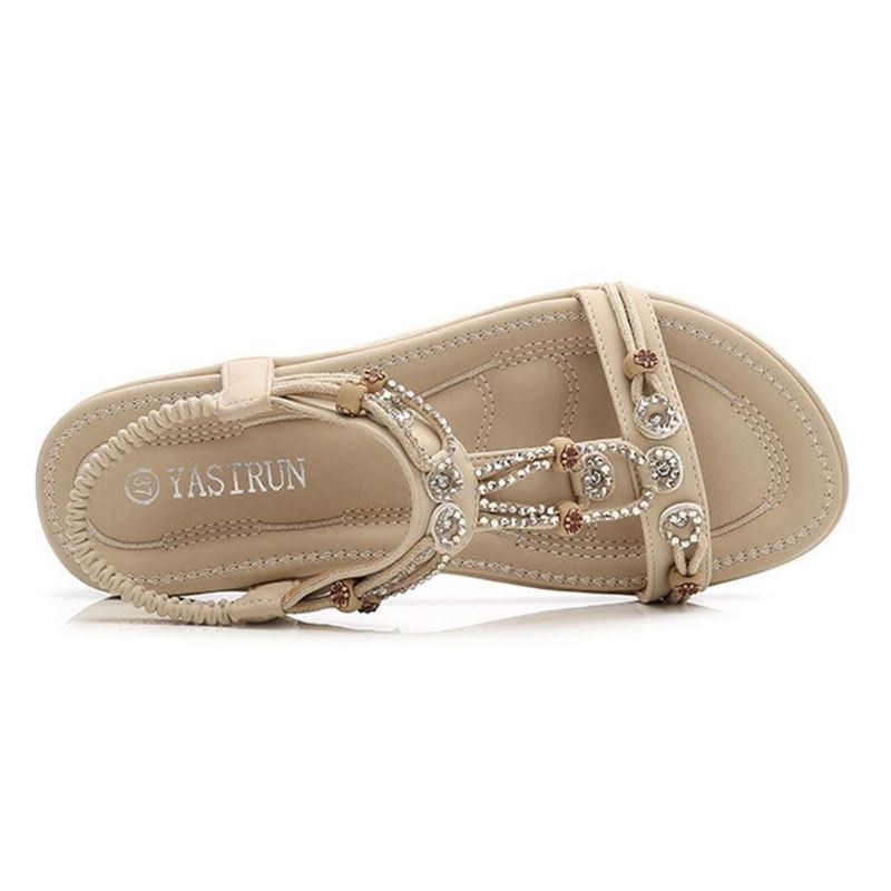 Damer I Stor Storlek Bohemian Elastiskt Band Casual Comfy Flat Sandaler