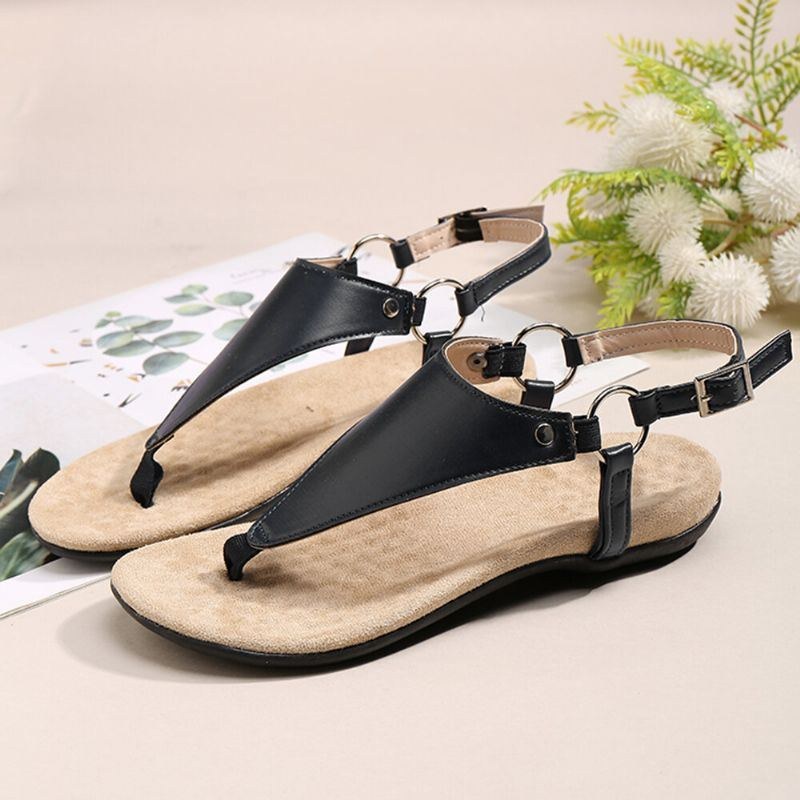 Damer Metal Spänne Flip Flops Casual Flat Slingback Sandaler