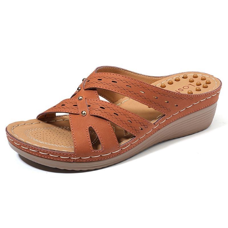 Dammassage Innersula Tofflor Cross Wedge Sandaler