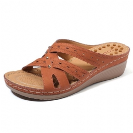 Dammassage Innersula Tofflor Cross Wedge Sandaler