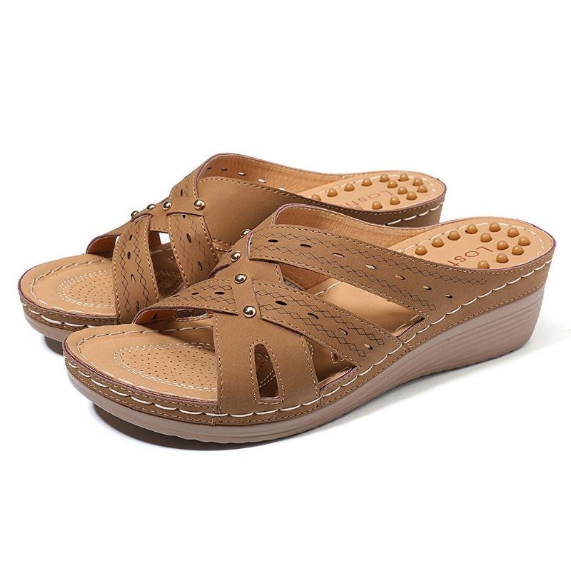 Dammassage Innersula Tofflor Cross Wedge Sandaler