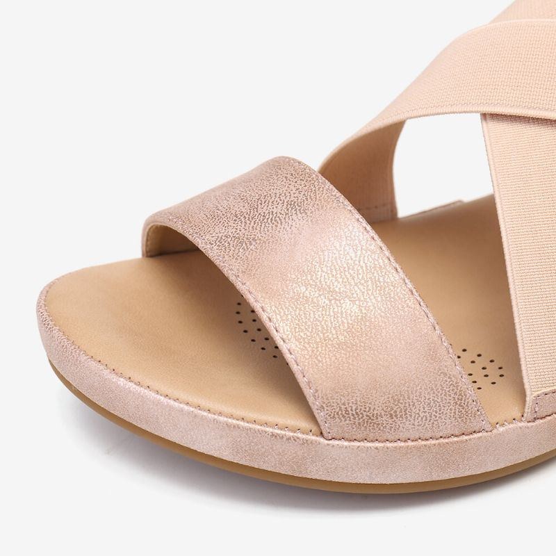 Elastiskt Band För Kvinnor Med Öppen Tå Mjuk Sula Öppen Tåspänne Casual Summer Beach Flat Sandaler