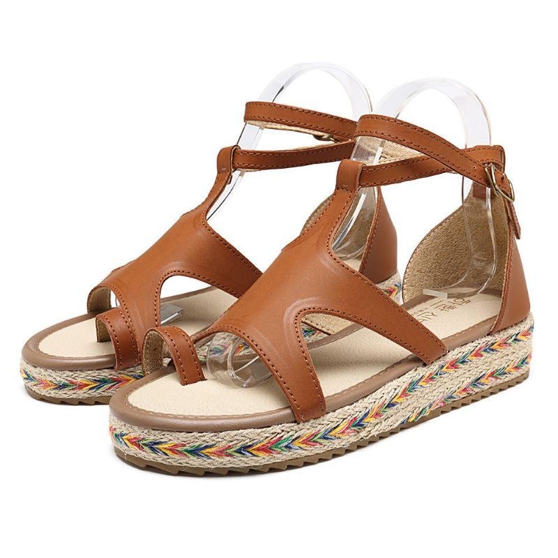 Roman Gladiator Sandaler Summer Wedges Platform Damskor