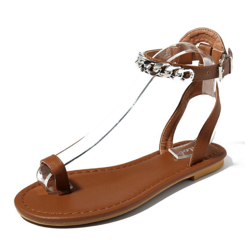 Roman Metal Chain Dam Skor Clip Toe Sandaler