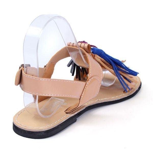 Sommar Dam Tofsar Fringe Slingback Platta Sandaler Mockasin Skor