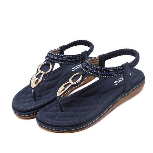 Utomhus Beach Flat Flip Flops Casual Platta Dam Sandaler Skor